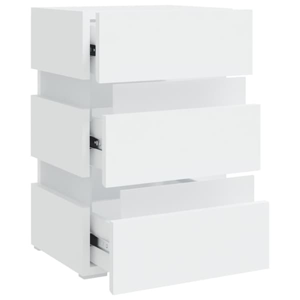 vidaXL Yöpöytä LED-valoilla valkoinen 45x35x67 cm tekninen puu