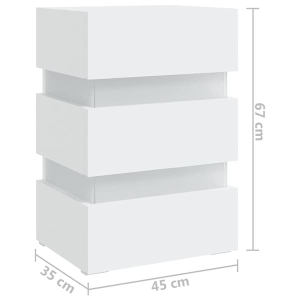 vidaXL Yöpöytä LED-valoilla valkoinen 45x35x67 cm tekninen puu