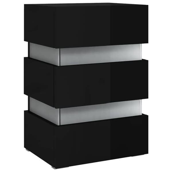 vidaXL LED-yöpöytä korkeakiilto musta 45x35x67 cm tekninen puu