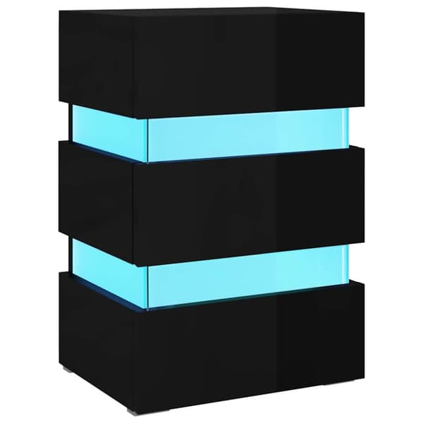 vidaXL LED-yöpöytä korkeakiilto musta 45x35x67 cm tekninen puu