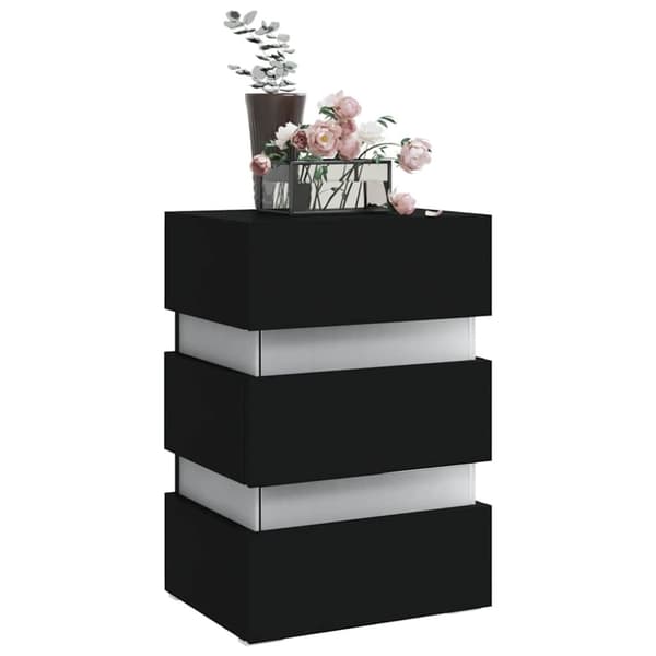 vidaXL LED-nattbord svart 45x35x67 cm konstruert tre