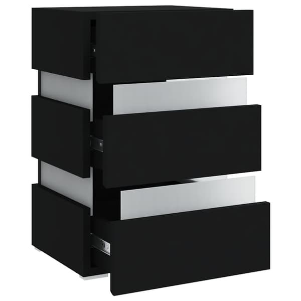 vidaXL LED-nattbord svart 45x35x67 cm konstruert tre