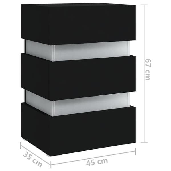 vidaXL LED-nattbord svart 45x35x67 cm konstruert tre
