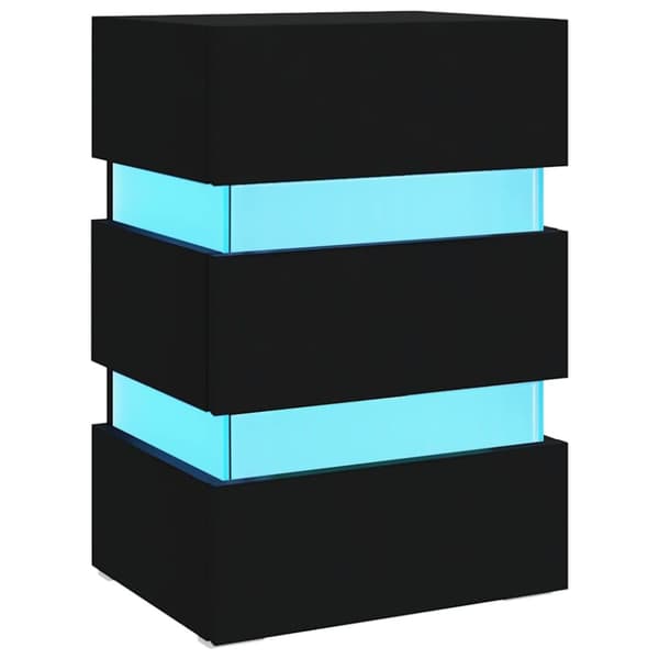vidaXL LED-nattbord svart 45x35x67 cm konstruert tre
