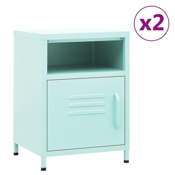 vidaXL natborde 2 stk. 35x35x51 cm stål mintgrøn