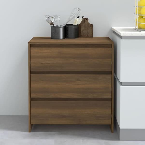 vidaXL skænk 70x41x75 cm spånplade brun egetræsfarve