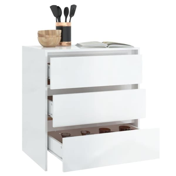 vidaXL skænk 70x41x75 cm spånplade hvid højglans