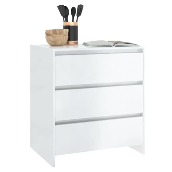 vidaXL skænk 70x41x75 cm spånplade hvid højglans