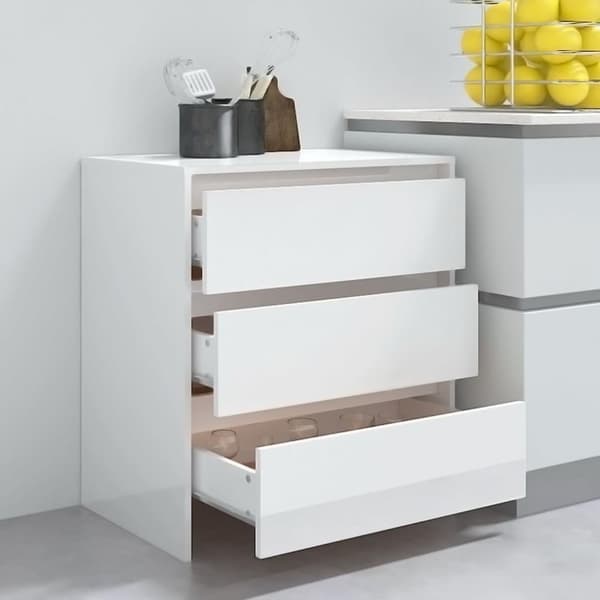 vidaXL skænk 70x41x75 cm spånplade hvid højglans