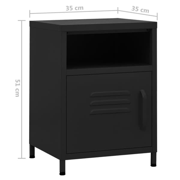 vidaXL Nattbord 2 stk svart 35x35x51 cm stål