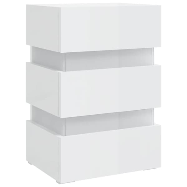 vidaXL Sängskåp LED vit högglans 45x35x67 cm konstruerat trä