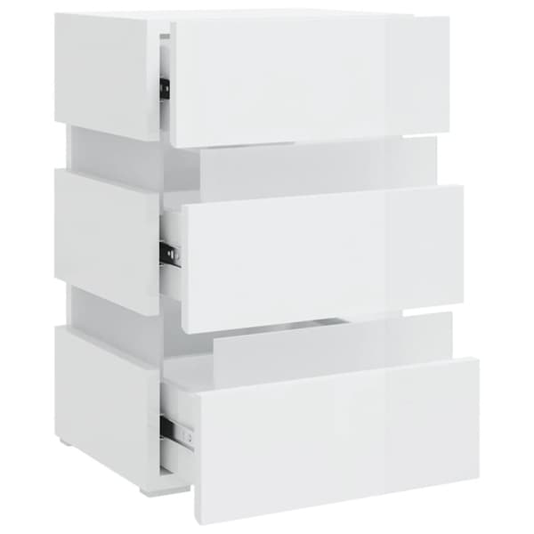vidaXL Sängskåp LED vit högglans 45x35x67 cm konstruerat trä