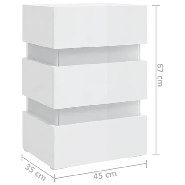 vidaXL Sängskåp LED vit högglans 45x35x67 cm konstruerat trä