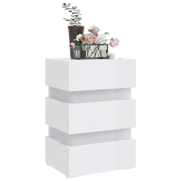 vidaXL sengebord 45x35x67 cm konstrueret træ hvid højglans