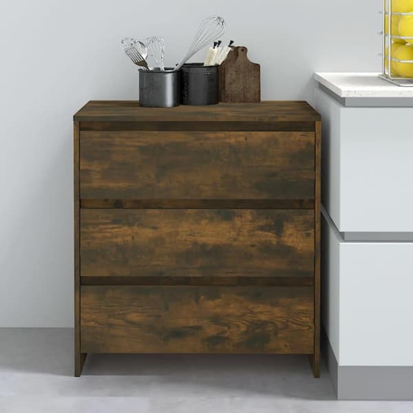 vidaXL skænk 70x41x75 cm spånplade røget egetræsfarve