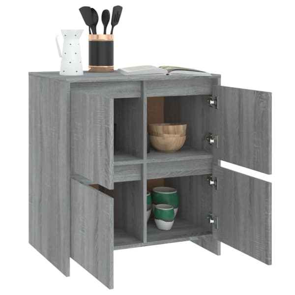 vidaXL Skänk 2 st grå sonoma-ek 70x41x75 cm spånskiva