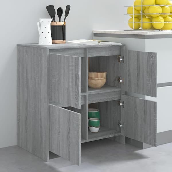 vidaXL Skänk 2 st grå sonoma-ek 70x41x75 cm spånskiva