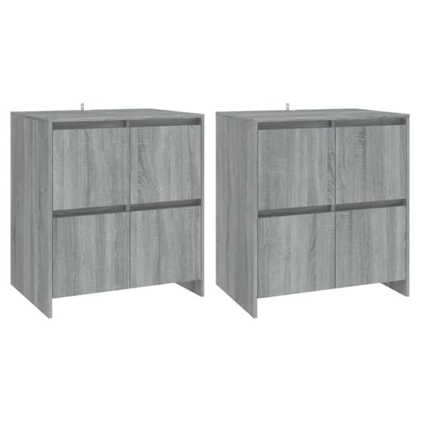 vidaXL Skänk 2 st grå sonoma-ek 70x41x75 cm spånskiva