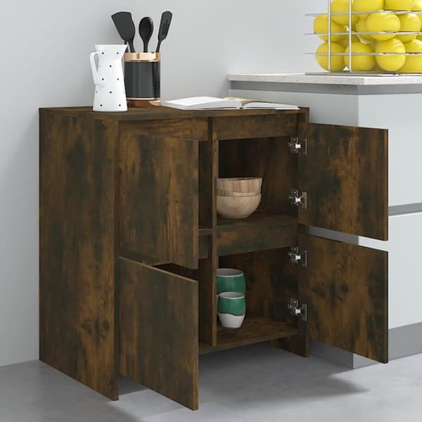 vidaXL Skjenker 2 stk røkt eik 70x41x75 cm sponplate