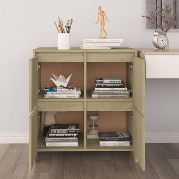 vidaXL skænke 2 stk. 70x41x75 cm spånplade sonoma-eg
