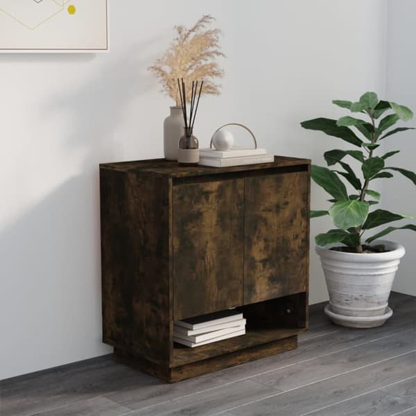 vidaXL skænk 70x41x75 cm spånplade røget egetræsfarve