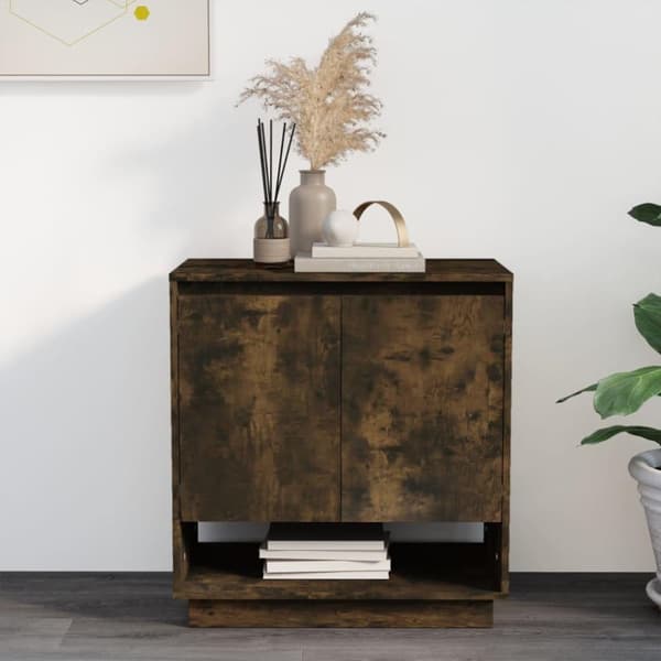 vidaXL skænk 70x41x75 cm spånplade røget egetræsfarve