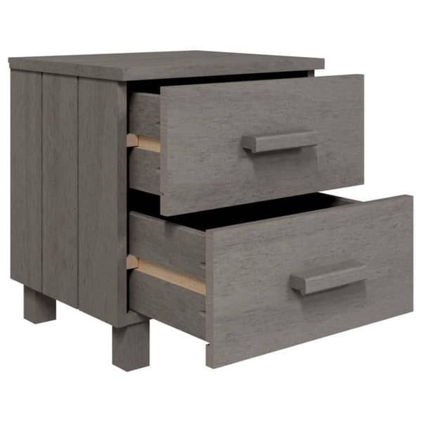 vidaXL sengeskab HAMAR 40x35x44,5 cm massivt fyrretræ lysegrå