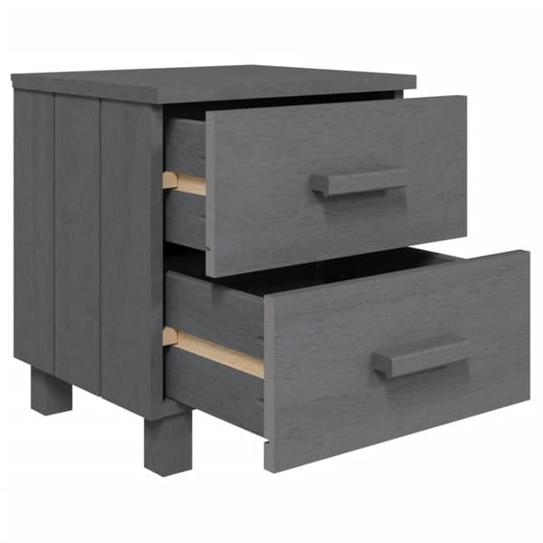 vidaXL sengeskab HAMAR 2 stk. 40x35x44,5 cm massivt fyrretræ mørkegrå