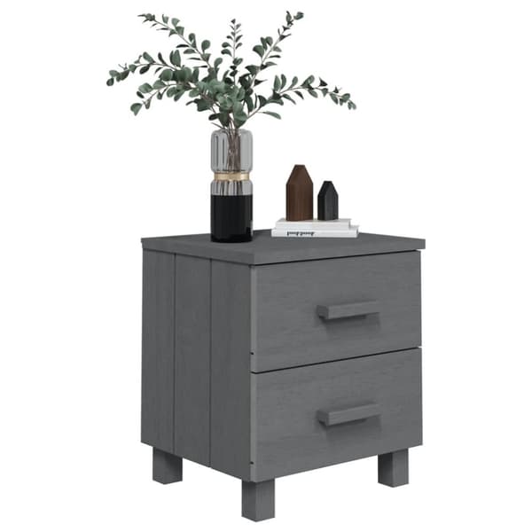 vidaXL sengeskab HAMAR 2 stk. 40x35x44,5 cm massivt fyrretræ mørkegrå