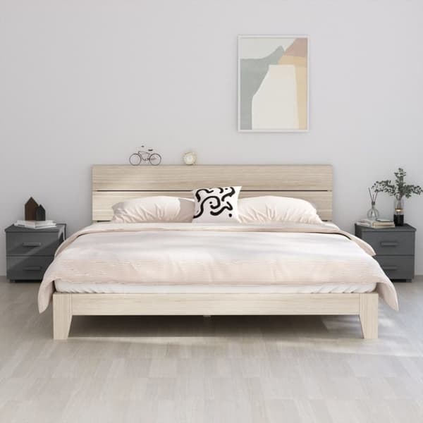 vidaXL sengeskab HAMAR 2 stk. 40x35x44,5 cm massivt fyrretræ mørkegrå