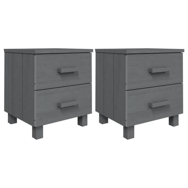 vidaXL sengeskab HAMAR 2 stk. 40x35x44,5 cm massivt fyrretræ mørkegrå