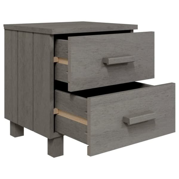 vidaXL sengeskab HAMAR 2 stk. 40x35x44,5 cm massivt fyrretræ lysegrå