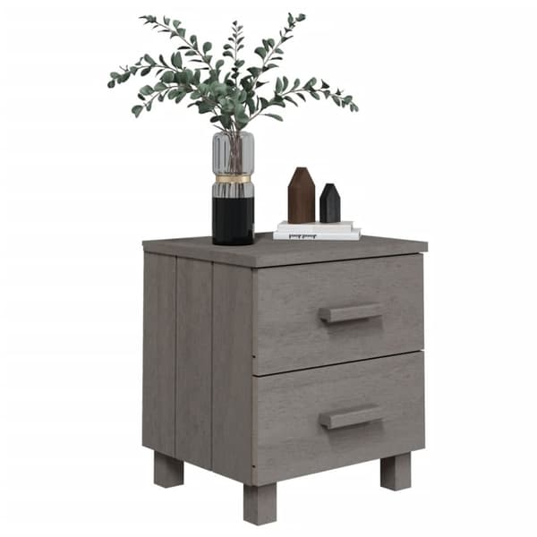 vidaXL sengeskab HAMAR 2 stk. 40x35x44,5 cm massivt fyrretræ lysegrå