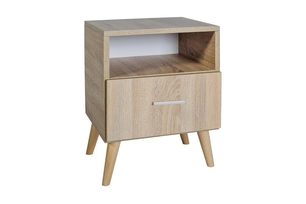 LOGAS Sängbord 38 cm med Förvaring Låda + Hylla Sonomaek