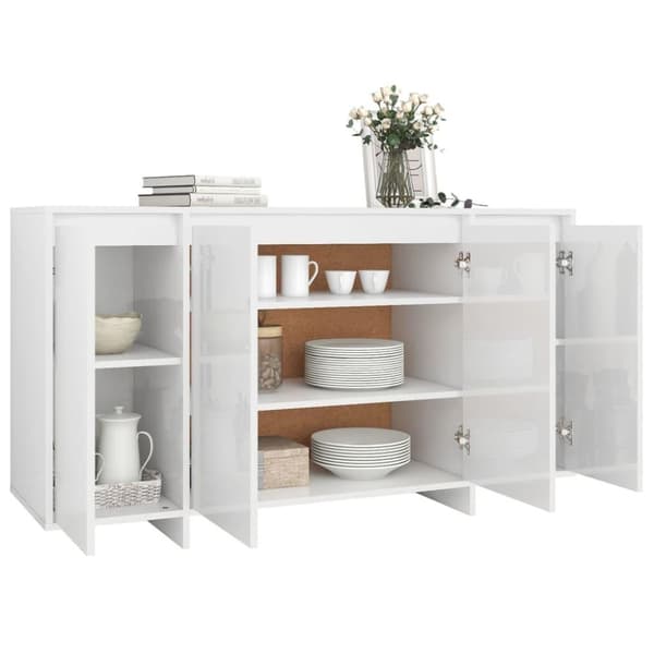 vidaXL Skjenk høyglans hvit 135x41x75 cm sponplate