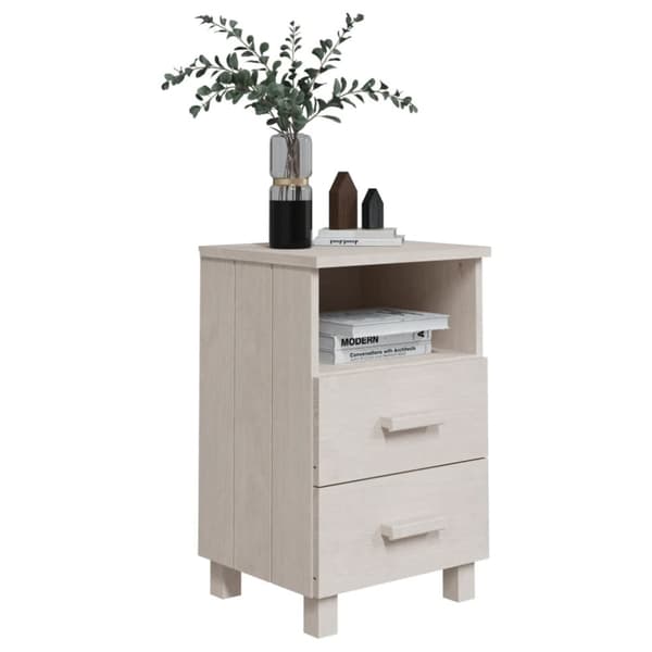 vidaXL sengeskab HAMAR 2 stk. 40x35x62 cm massivt fyrretræ hvid