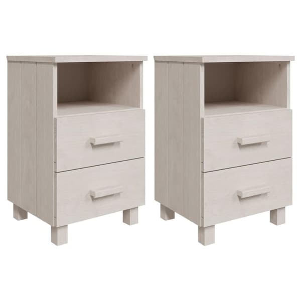 vidaXL sengeskab HAMAR 2 stk. 40x35x62 cm massivt fyrretræ hvid