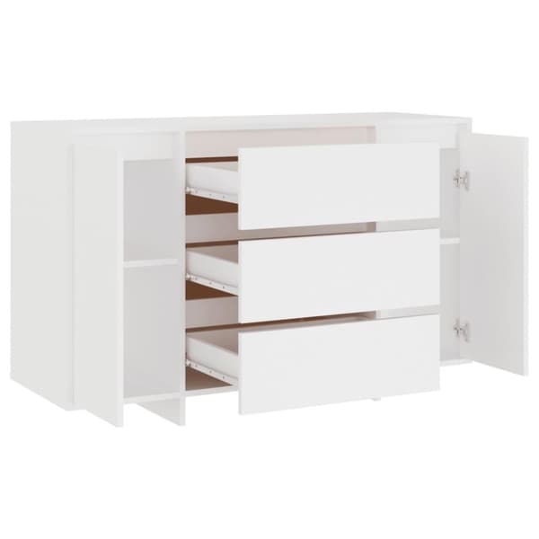 vidaXL Skjenk med 3 skuffer hvit 120x41x75 cm sponplate
