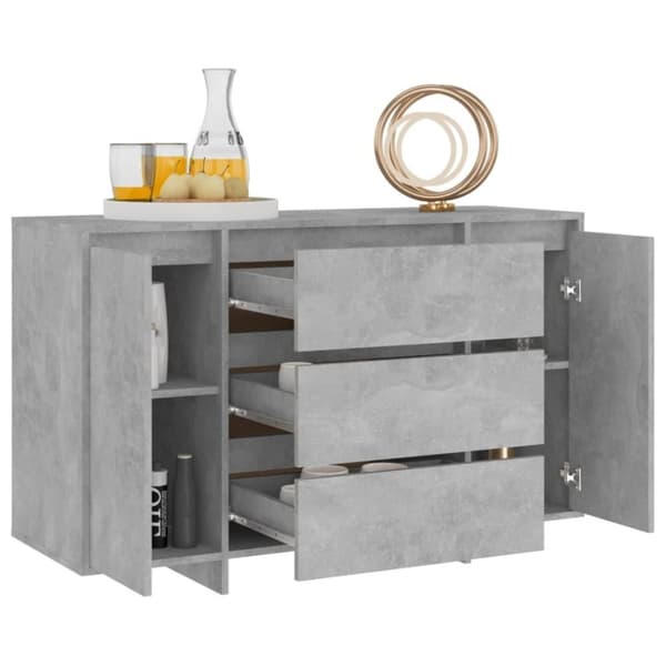 vidaXL Skänk med 3 lådor betonggrå 120x41x75 cm spånskiva