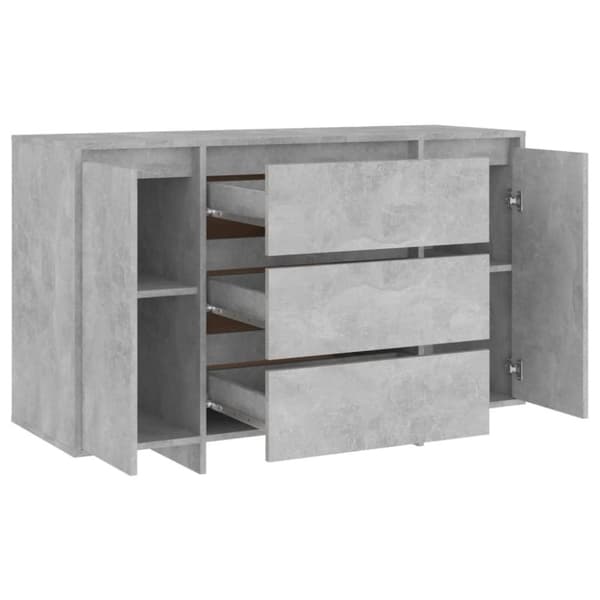 vidaXL Skänk med 3 lådor betonggrå 120x41x75 cm spånskiva