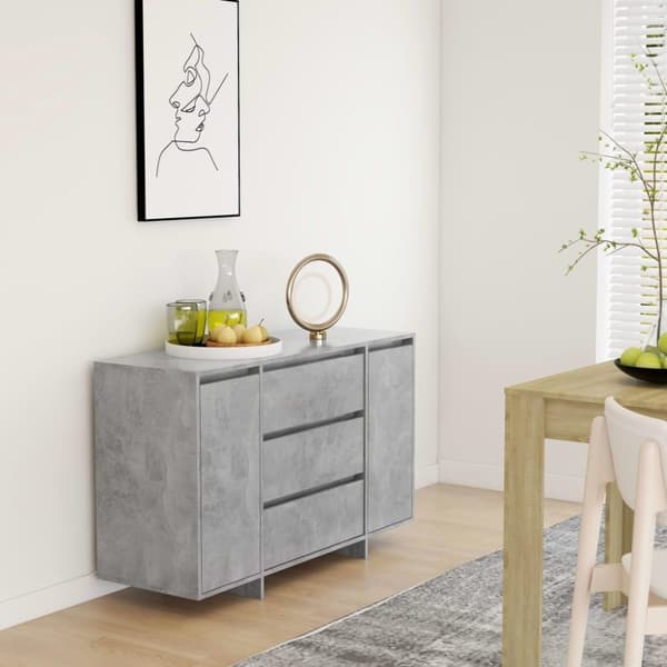 vidaXL Skänk med 3 lådor betonggrå 120x41x75 cm spånskiva