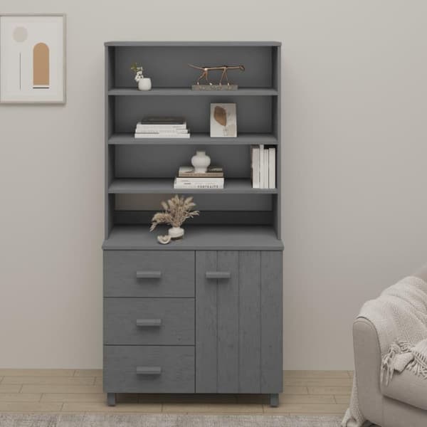 vidaXL Highboard HAMAR heltre furu mørkegrå