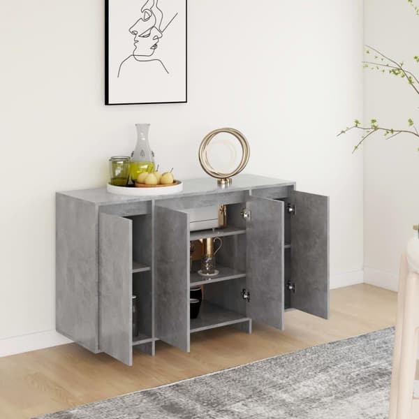 vidaXL skænk 120x41x75 cm konstrueret træ betongrå
