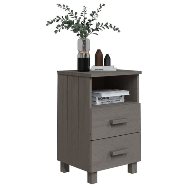 vidaXL sengeskab HAMAR 2 stk. 40x35x62 cm massivt fyrretræ lysegrå