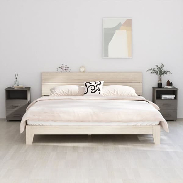 vidaXL sengeskab HAMAR 2 stk. 40x35x62 cm massivt fyrretræ lysegrå