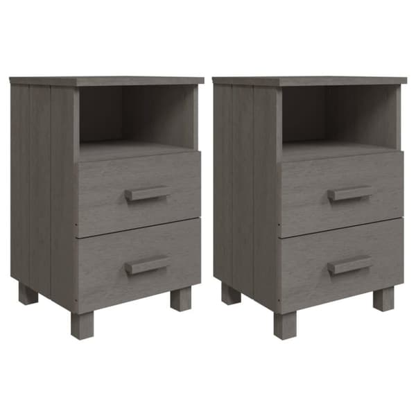 vidaXL sengeskab HAMAR 2 stk. 40x35x62 cm massivt fyrretræ lysegrå