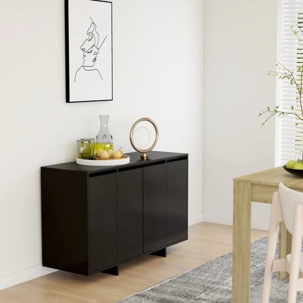vidaXL skænk 120x41x75 cm spånplade sort
