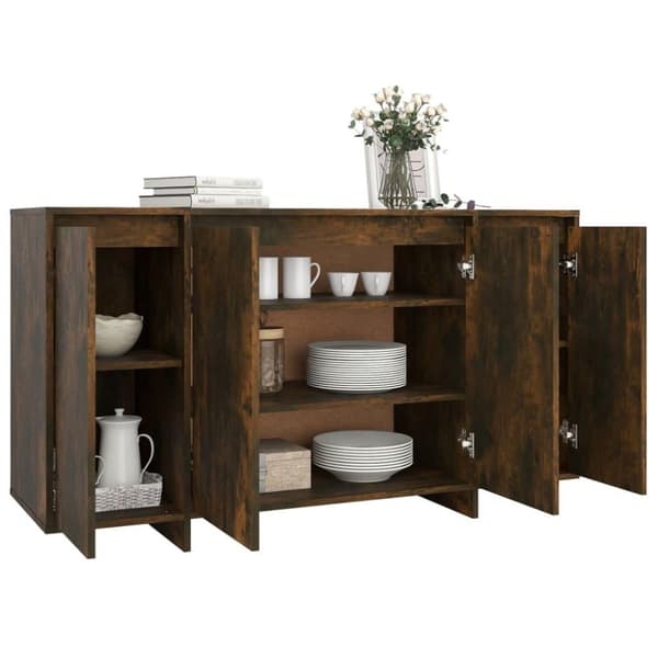 vidaXL skænk 135x41x75 cm spånplade røget egetræsfarve