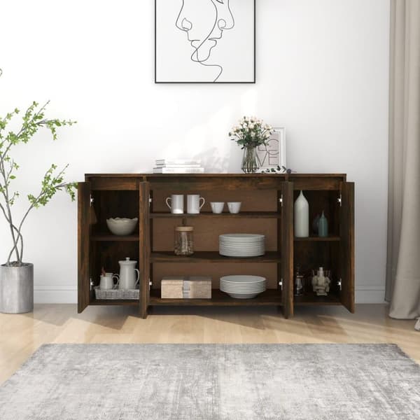 vidaXL Skjenk røkt eik 135x41x75 cm sponplate