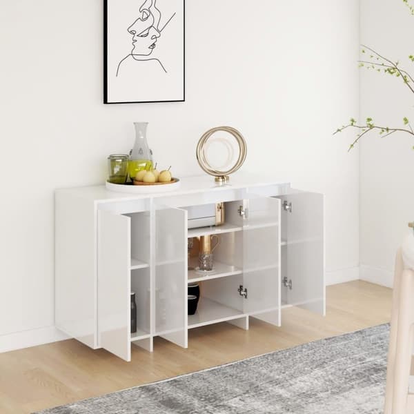 vidaXL Skjenk høyglans hvit 120x41x75 cm konstruert tre